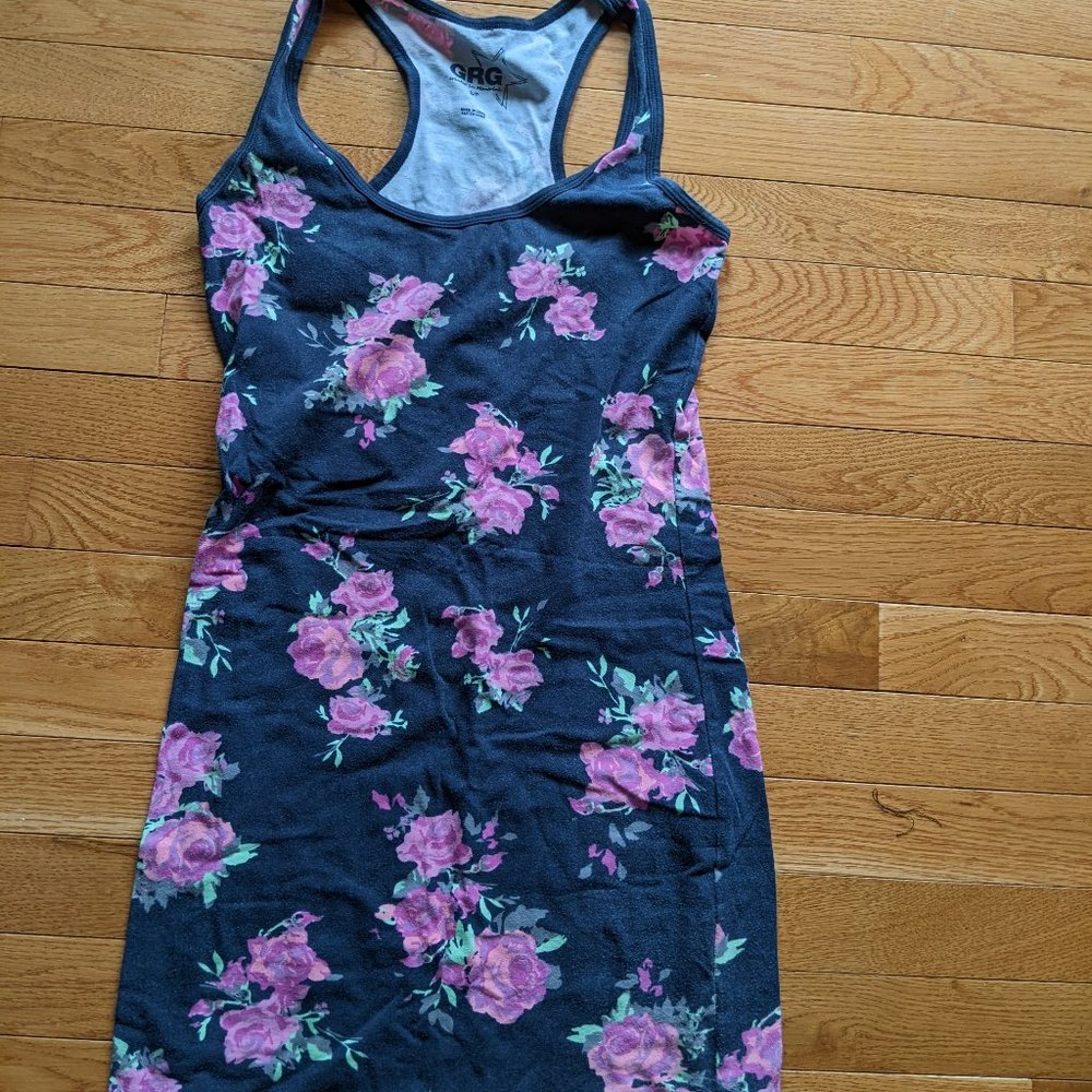 Garage Women's Small Navy and Floral Racerback Mini Dress